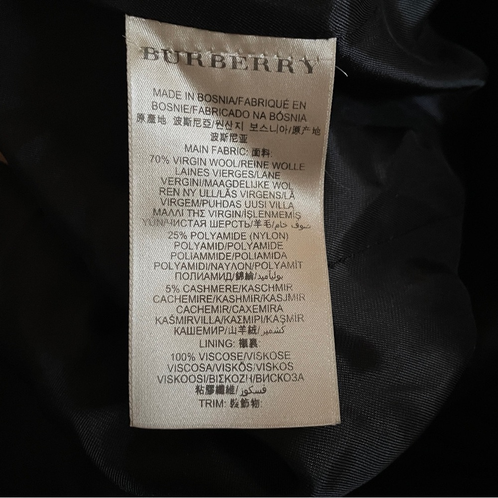 BURBERRY BRIT Luxury Wool Black Cashmere Trench Coat Jacket Structural Carcoat - Picture 14 of 16